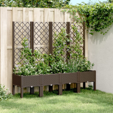 vidaXL barna polipropilén rácsos kerti ültetőláda 160 x 40 x 142 cm kerti tárolás