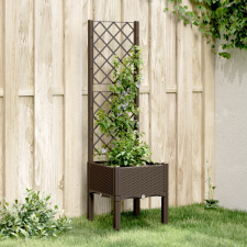 vidaXL Barna polipropilén rácsos kerti ültetőláda 40 x 40 x 142 cm kerti tárolás