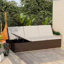 vidaXL barna polyrattan átalakítható napozóágy párnával kerti bútor