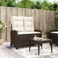 vidaXL Barna polyrattan dönthető kerti pad párnával kerti bútor