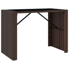 vidaXL Barna polyrattan kerti asztal üveglappal 145 x 80 x 110 cm kerti bútor