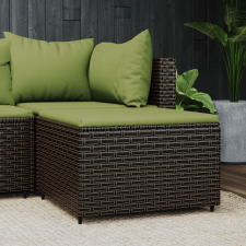 vidaXL barna polyrattan kerti lábtartó párnával kerti bútor