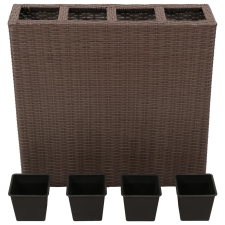 vidaXL barna polyrattan kerti magaságyás 4 kaspóval (41085) kerti tárolás