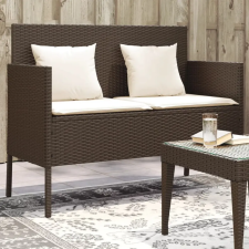 vidaXL barna polyrattan kerti pad párnákkal kerti bútor