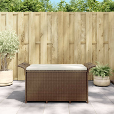 vidaXL barna polyrattan kerti pad párnával 116 x 46 x 57 cm kerti bútor