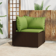 vidaXL barna polyrattan kerti sarokkanapé párnákkal kerti bútor