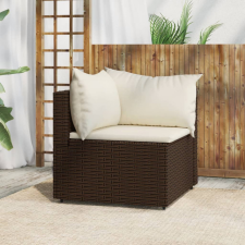 vidaXL barna polyrattan kerti sarokkanapé párnákkal kerti bútor