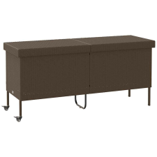 vidaXL barna polyrattan kerti tárolóláda kerekekkel 160x55x75 cm kerti tárolás