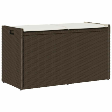 vidaXL barna polyrattan kültéri tárolópad párnával 100 cm kerti bútor