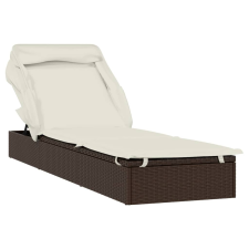 vidaXL barna polyrattan napozóágy összecsukható tetővel 213x63x97 cm (319637) kerti bútor