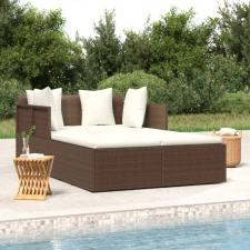 vidaXL barna polyrattan napozóágy párnával 182 x 118 x 63 cm kerti bútor