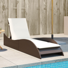 vidaXL barna polyrattan napozóágy párnával 60x205x73 cm kerti bútor