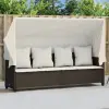 vidaXL Barna polyrattan napozóágy tetővel és párnával