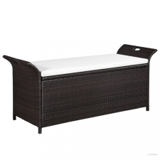 vidaXL Barna polyrattan tárolópad párnával 138 cm kerti bútor