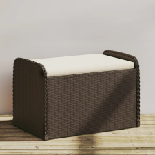 vidaXL barna polyrattan tárolópad párnával 80 x 51 x 52 cm kerti bútor