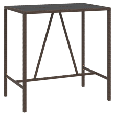 vidaXL barna polyrattan üveglapos bárasztal 110 x 70 x 110 cm (362587) kerti bútor