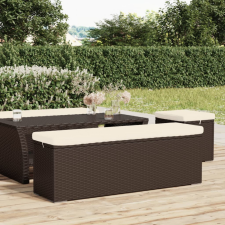 vidaXL barna polyrattan zsámolypad párnával 110 x 30 x 40 cm kerti bútor