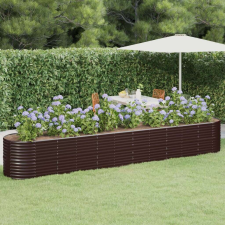 vidaXL barna porszórt acél kerti magaságyás 440x80x68 cm kerti dekoráció