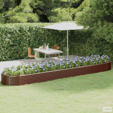 vidaXL Barna porszórt acél kerti magaságyás 507x100x36 cm kerti tárolás