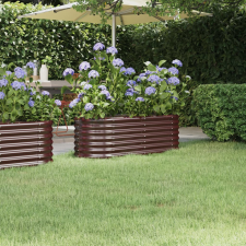 vidaXL barna porszórt acél kerti ültetőláda 114x40x36 cm kerti tárolás