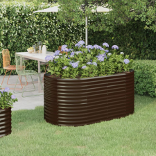 vidaXL barna porszórt acél kerti ültetőláda 152 x 80 x 68 cm kerti dekoráció