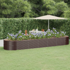 vidaXL barna porszórt acél kerti ültetőláda 510 x 140 x 68 cm kerti tárolás