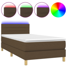 vidaXL barna szövet rugós és LED-es ágy matraccal 100x200 cm (3133776) ágy és ágykellék