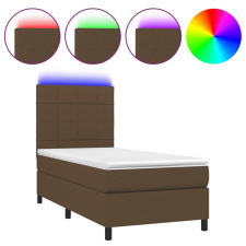 vidaXL barna szövet rugós és LED-es ágy matraccal 100x200 cm (3134856) ágy és ágykellék