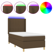 vidaXL barna szövet rugós és LED-es ágy matraccal 100x200 cm (3139016) ágy és ágykellék