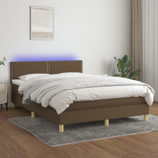 vidaXL barna szövet rugós és LED-es ágy matraccal 140x190 cm ágy és ágykellék