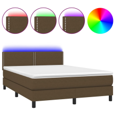 vidaXL barna szövet rugós és LED-es ágy matraccal 140x190 cm (3133072) ágy és ágykellék
