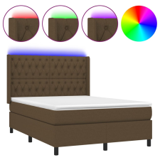 vidaXL barna szövet rugós és LED-es ágy matraccal 140x190 cm (3138552) ágy és ágykellék