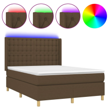 vidaXL barna szövet rugós és LED-es ágy matraccal 140x190 cm (3139192) ágy és ágykellék