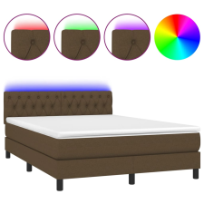 vidaXL barna szövet rugós és LED-es ágy matraccal 140x200 cm (3133400) ágy és ágykellék