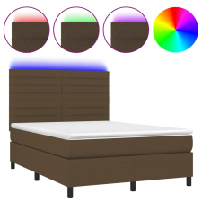 vidaXL barna szövet rugós és LED-es ágy matraccal 140x200 cm (3134960) ágy és ágykellék