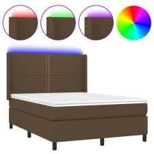 vidaXL barna szövet rugós és LED-es ágy matraccal 140x200 cm (3138240) ágy és ágykellék