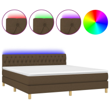 vidaXL barna szövet rugós és LED-es ágy matraccal 160x200 cm (3133968) ágy és ágykellék