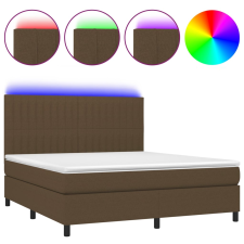 vidaXL barna szövet rugós és LED-es ágy matraccal 160x200 cm (3135048) ágy és ágykellék