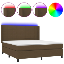 vidaXL barna szövet rugós és LED-es ágy matraccal 160x200 cm (3138328) ágy és ágykellék