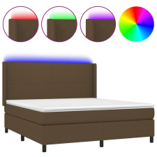 vidaXL barna szövet rugós és LED-es ágy matraccal 180 x 200 cm (3138176) ágy és ágykellék