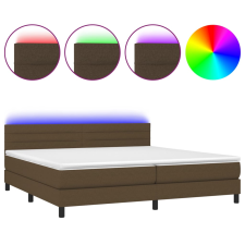 vidaXL barna szövet rugós és LED-es ágy matraccal 200x200 cm (3133264) ágy és ágykellék