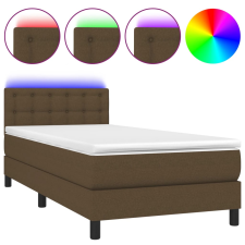 vidaXL barna szövet rugós és LED-es ágy matraccal 90x190 cm (3133440) ágy és ágykellék