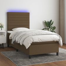 vidaXL Barna szövet rugós és LED-es ágy matraccal 90x200 cm ágy és ágykellék