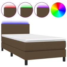 vidaXL barna szövet rugós és LED-es ágy matraccal 90x200 cm (3132968) ágy és ágykellék