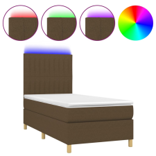 vidaXL barna szövet rugós és LED-es ágy matraccal 90x200 cm (3135568) ágy és ágykellék