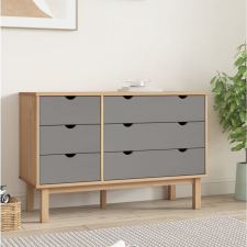 vidaXL barna-szürke tömör fenyőfa fiókos szekrény 113,5x39,5x73 cm bútor
