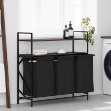 vidaXL barna tölgy mosodai kosár 3 rekeszes polcokkal bútor