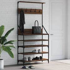 vidaXL Barna tölgy ruhafogas cipőpolccal 90x34x184 cm bútor
