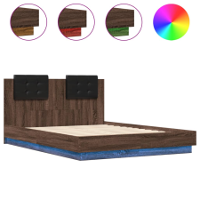 vidaXL barna tölgy színű ágykeret fejtámlával és LED-ekkel 135x190 cm (3210051) ágy és ágykellék