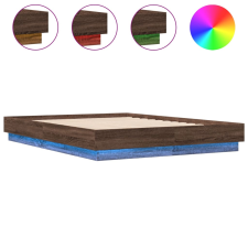 vidaXL barna tölgy színű ágykeret LED-világítással 135x190 cm (3209820) ágy és ágykellék
